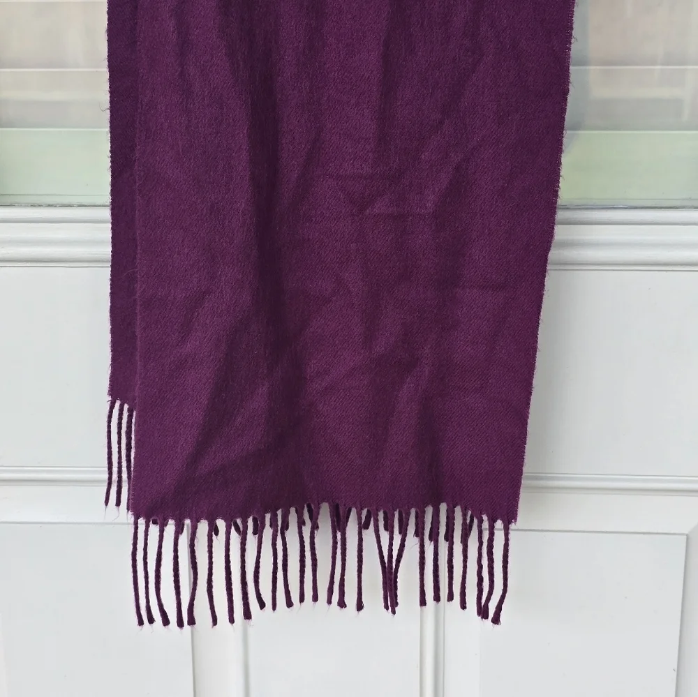 Christian Dior Women Elegant Purple Shawl Scarf Fringe Luxury
